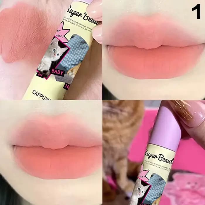 Cappuvini mignon chat boue à lèvres mat crème Texture crème à lèvres velours liquide rouge à lèvres 
