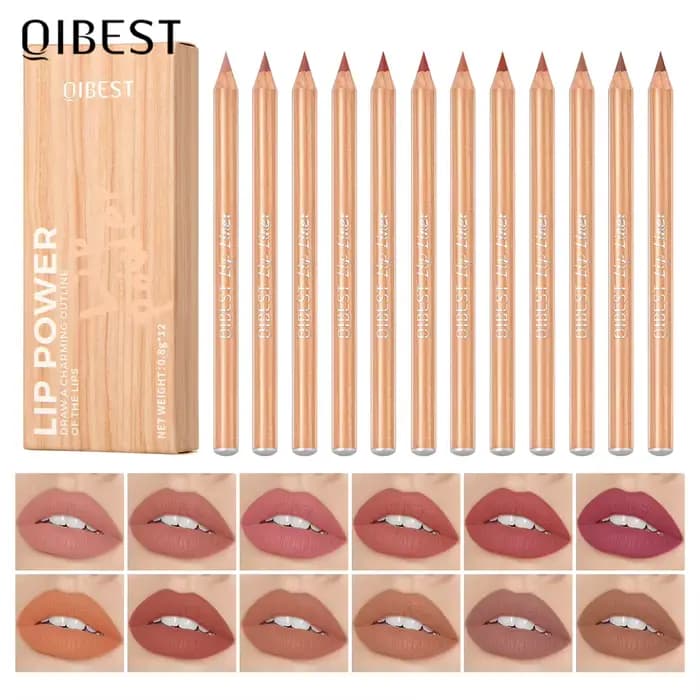 QIBEST Crayon à lèvres mat, anti-transfert, soyeux, longue tenue, pour contour et sculpture des lèvr