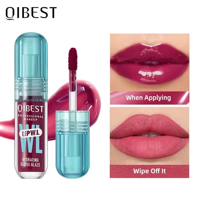 QIBEST Gloss à lèvres hydratant, offre une couleur longue durée, ne s'estompe pas facilement et crée