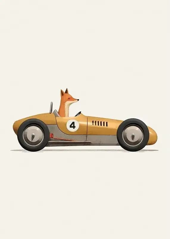 Affiche murale d'art de dessin animé de voiture d'animaux amusants, impression de girafe, ours, lapi