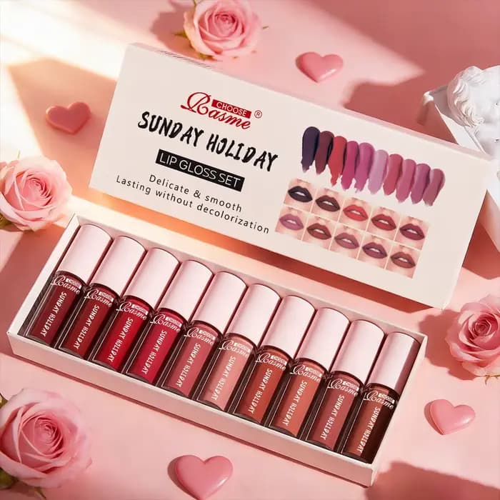 Lot de 10 rouges à lèvres velours : gloss imperméable et longue tenue