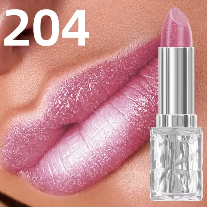 Rouge à lèvres velours à paillettes métalliques rose nacré