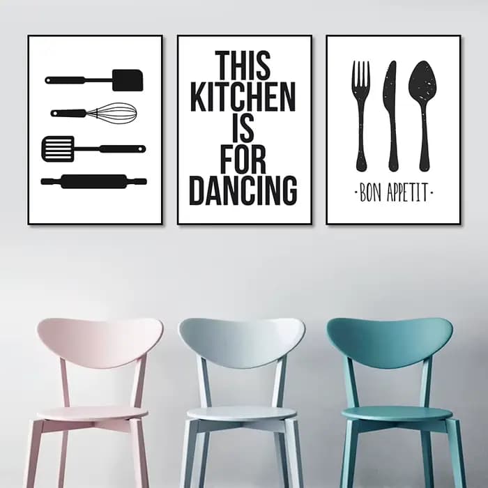 Peinture sur toile de cuisine britannique, affiche murale minimaliste, impression d'art noir et blanc, décoration d'intérieur moderne, chambre et restaurant