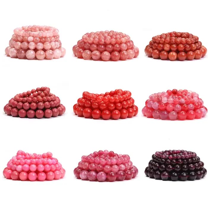 Perles rondes en pierre série rouge, perles d'espacement amples pour la fabrication de bijoux, breloques, bracelets, colliers, boucles d'oreilles, accessoires 4 6 8 10mm