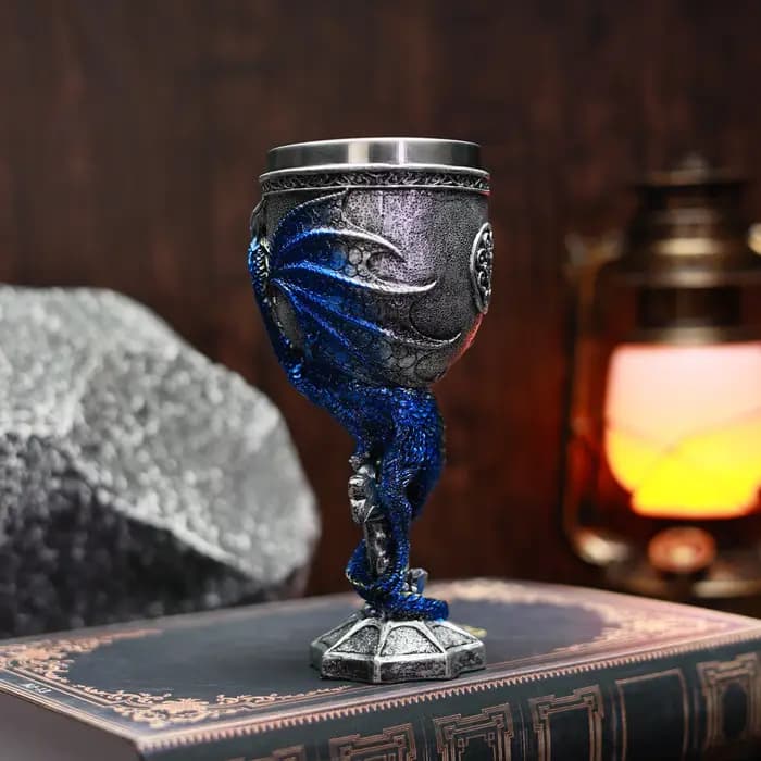 Gobelet médiéval en acier inoxydable, série Dragon Cross Sword, résine incrustée, peint à la main, créatif, fête, verre à vin comme cadeau pour frites