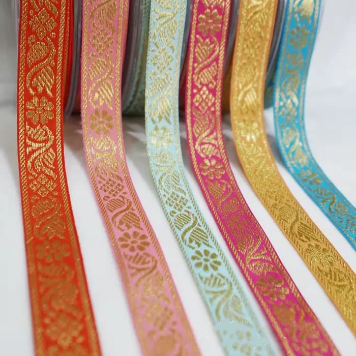 1 mètre de ruban floral, bande de décoration Jacquard, sangle ethnique, garniture de bricolage