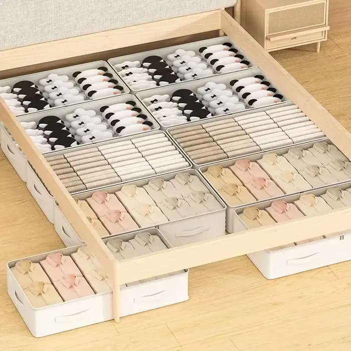 Lot de 3 boîtes de rangement sous lit grande capacité, pliables avec couvercle, anti-poussière, multi-usages