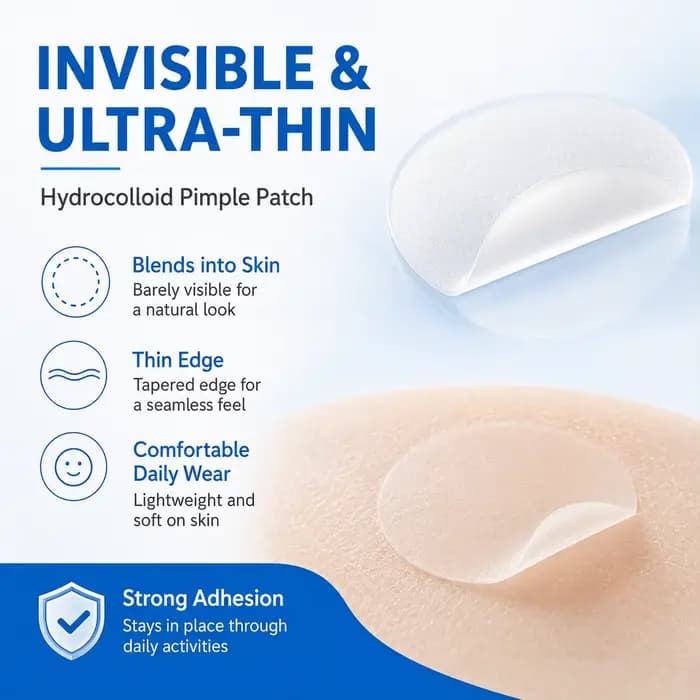 108 Patchs Hydrocolloïdes Blancs Ronds pour Imperfections – Autocollants Invisibles pour Couvrir les Taches du Visage – Soins Quotidiens de la Peau