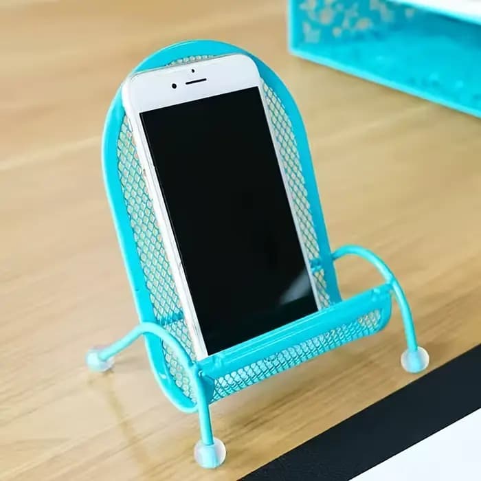 Support de téléphone en acier inoxydable avec base robuste – Conception ergonomique pour lit et bureau, prise sécurisée pour smartphones, tablettes, appareils photo