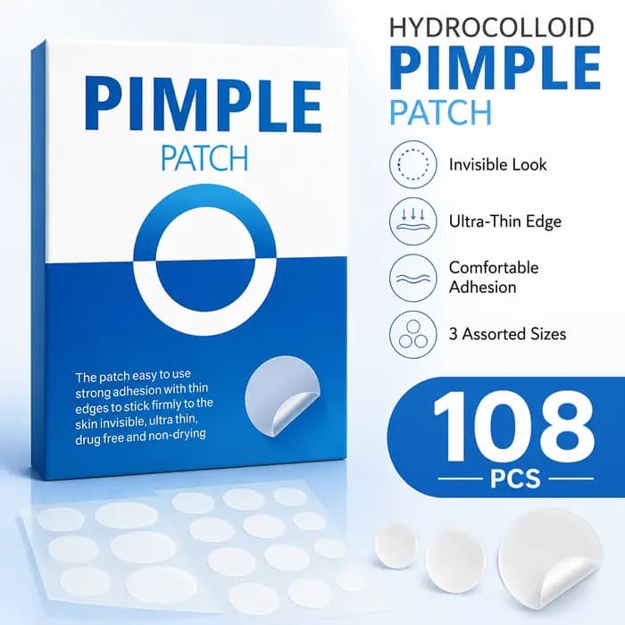 108 Patchs Hydrocolloïdes Blancs Ronds pour Imperfections – Autocollants Invisibles pour Couvrir les Taches du Visage – Soins Quotidiens de la Peau