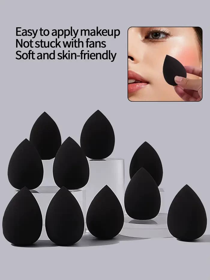 10 éponges de maquillage noires
