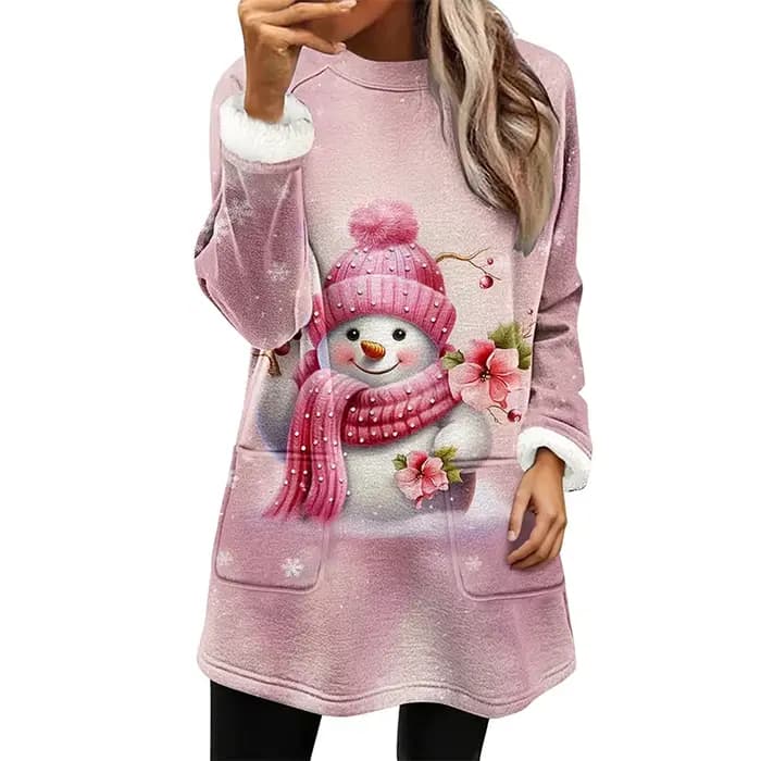Sweat-shirt polaire bonhomme de neige de noël pour femmes, imprimé en 3D, mode décontractée, Streetwear, col rond, pulls à capuche, hauts Harajuku, tissus pour femmes