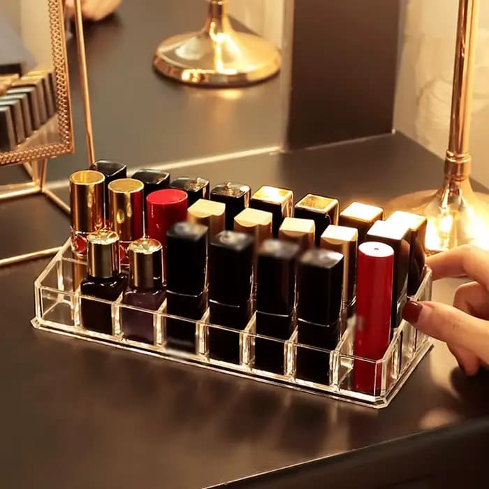 Support de rouge à lèvres transparent à 12 grilles