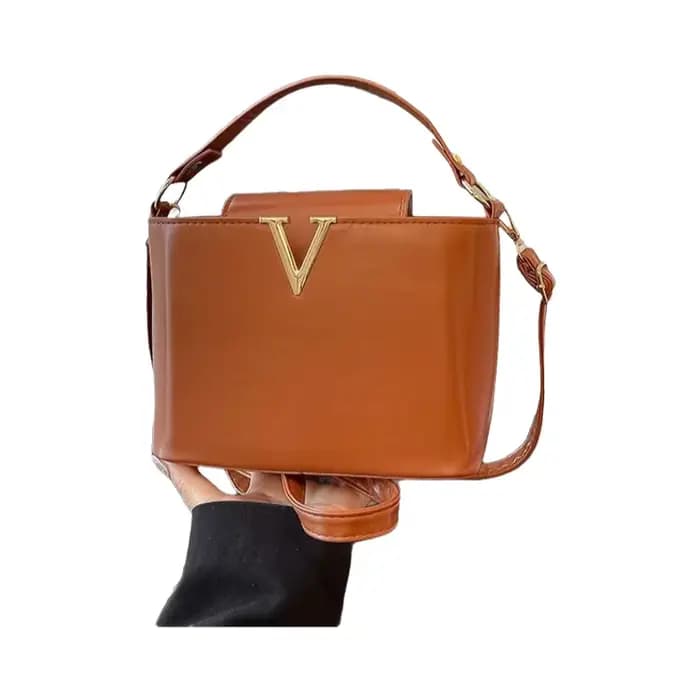 Sac à main tendance en forme de V, petit sac seau, sac bandoulière élégant, style minimaliste urbain, en cuir PU