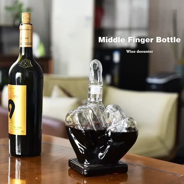 Carafe en verre 1000 ml en forme de doigt d'honneur pour vin rouge, whisky, vodka, décoration créative pour bar, maison, cuisine, cave à vin