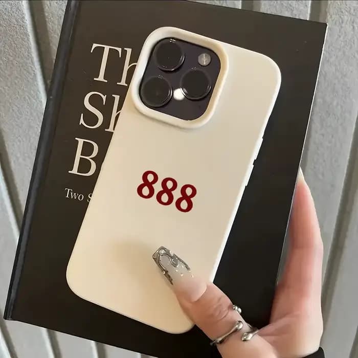 Coque de téléphone souple antichoc motif lychee rouge numéro 888 pour iPhone 17 16 15 14 13 12 11 Pro Max 14 15 Plus 17 Air X Xs XR