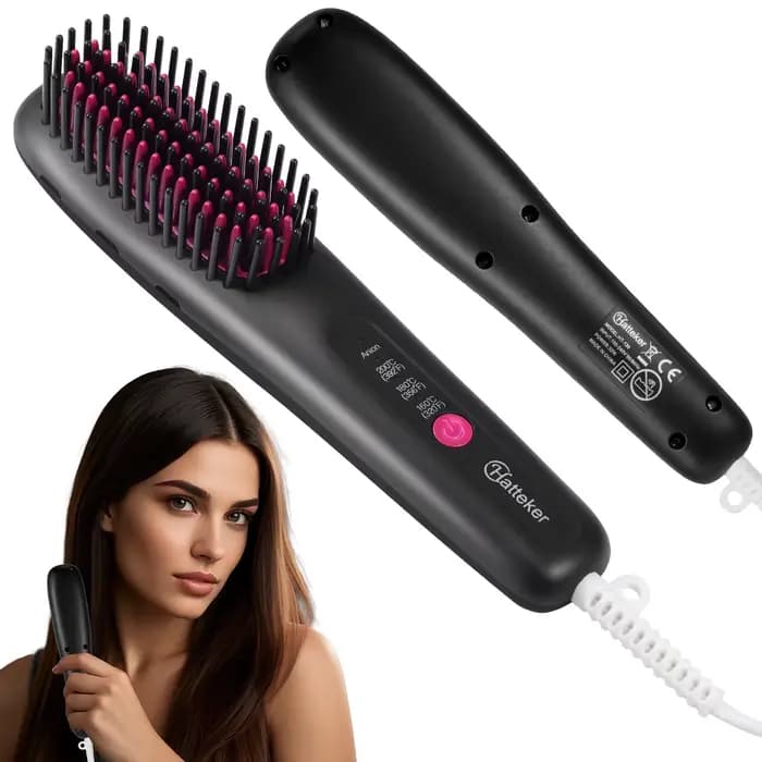 Brosse à lisser les cheveux, lisseur Portable à ions négatifs pour la maison, avec réglages multi-chaleur, style en céramique à 3 températures sans dommages