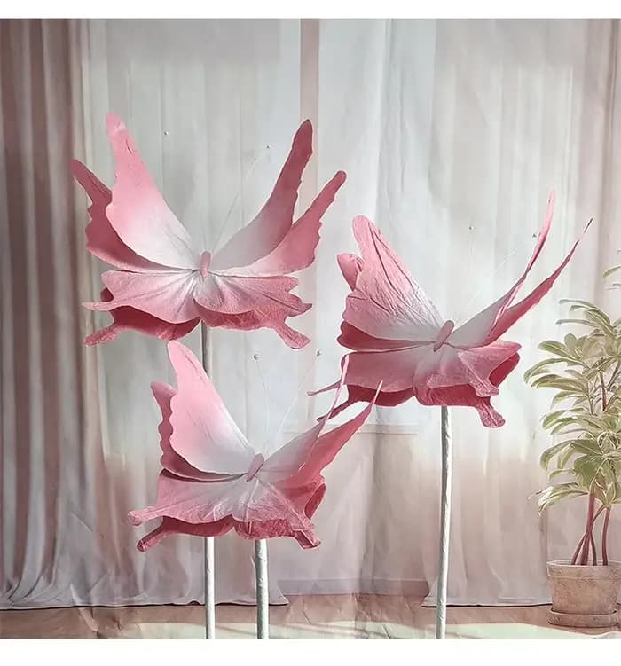 Fleur Papillon Artificielle en Papier, Décoration Murale de Fond de Mariage, Accessoires d'Exposition de Fenêtre pour ixd'Anniversaire