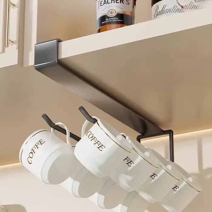HeMu – support de rangement de cuisine sous l'armoire, sans perçage, support à gobelets suspendu, support multifonctionnel pour verres à vin rouge