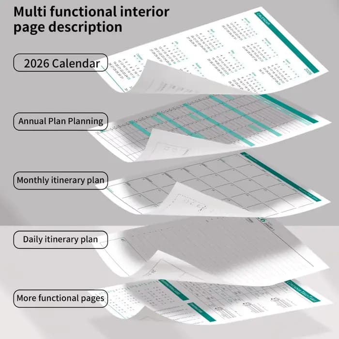 Livre de planification 2026, planificateur de calendrier d'autodiscipline, aménagement paysages de planificateur hebdomadaire et mensuel, organisateur quotidien de 360 pages, carnet portable