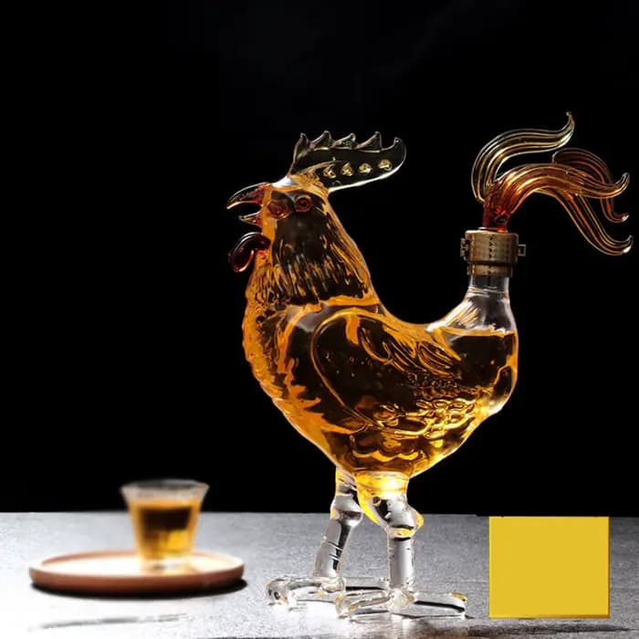 Carafe à whisky en verre de 750 ml en forme de coq avec bouchon, bouteille à vin fantaisie pour l'accueil, articles de bar pour la maison et les hommes