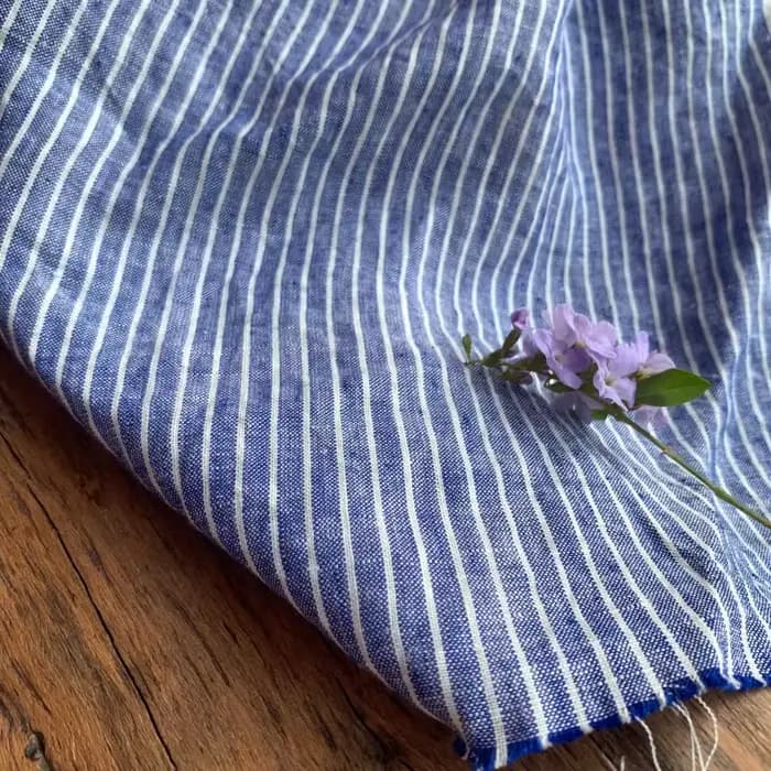 Tissu en lin pur rayé bleu blanc, importé irlandais pour robes, chemises, vêtements de Studio d'été, matériel Textile
