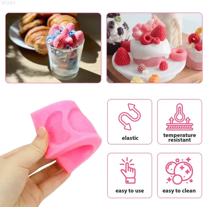 Moules 3D Mini fraise myrtille Orange Silicone Fondant moules pour Cookie pâtisserie moule Cupcake Topper décoration sucre