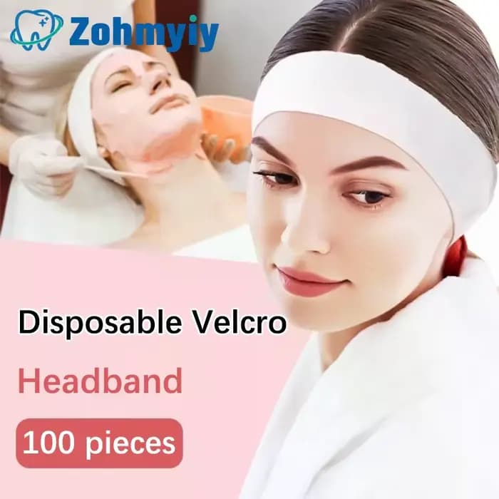 100 pièces jetables Spa bandeaux pour le visage extensible Non-tissé doux soins de la peau bandeau avec fermeture pratique pour Salon de beauté