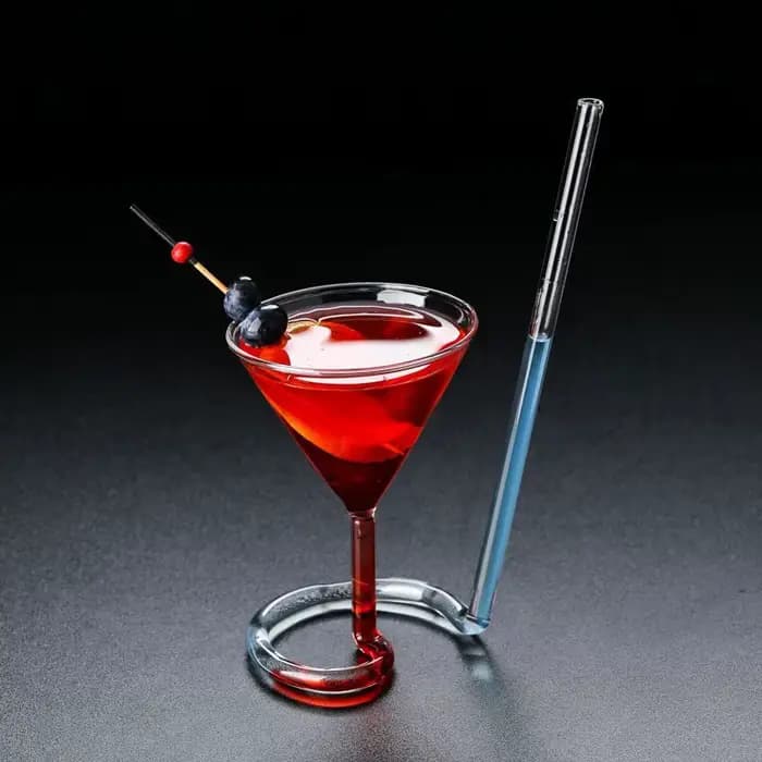 Verre à Cocktail en Spirale Révolupté, Martini Créatif à Longue Queue, Paille à Vin pour Bar, Fourniture de ix
