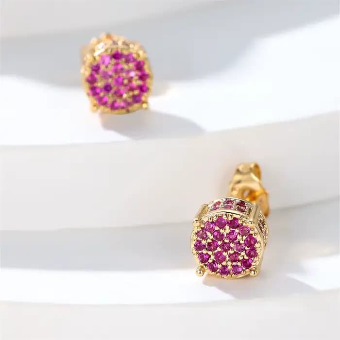 Boucles d'Oreilles de Luxe en Pierre Rouge pour Femme, Bijoux en Or, Breloque en Clip, pour Mariage