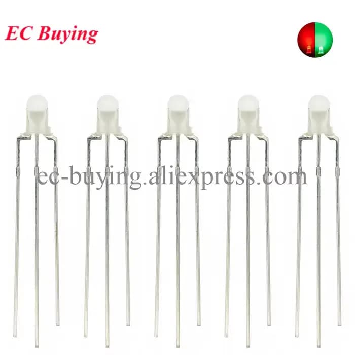 10 pièces F3 3mm LED ronde bicolore à anode/cathode commune, diffuse, rouge, blanc chaud, bleu, jaune, vert, diode électroluminescente