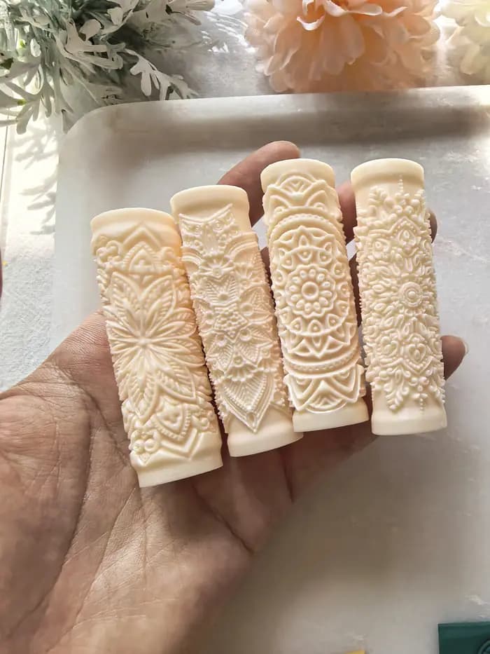Rouleau de texture d'argile polymère, style mandala, motif de dentelle délicate, texture de vigne florale, texture de thème floral Texure d'argile polymère