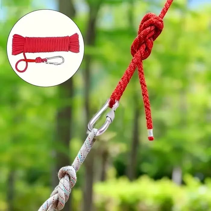 Corde de récupération rouge spécialisée de haute qualité de 10 m (787,4 pouces/393,7 pouces) avec mousqueton métallique, corde d'amarrage/ligne de pêche robuste