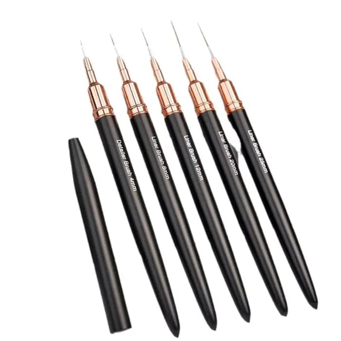 # Lot de 5 pinceaux professionnels pour nail art, pour la création de motifs et la peinture, pinceaux liner pour gel, pour ongles 7/9/11/15/20mm.