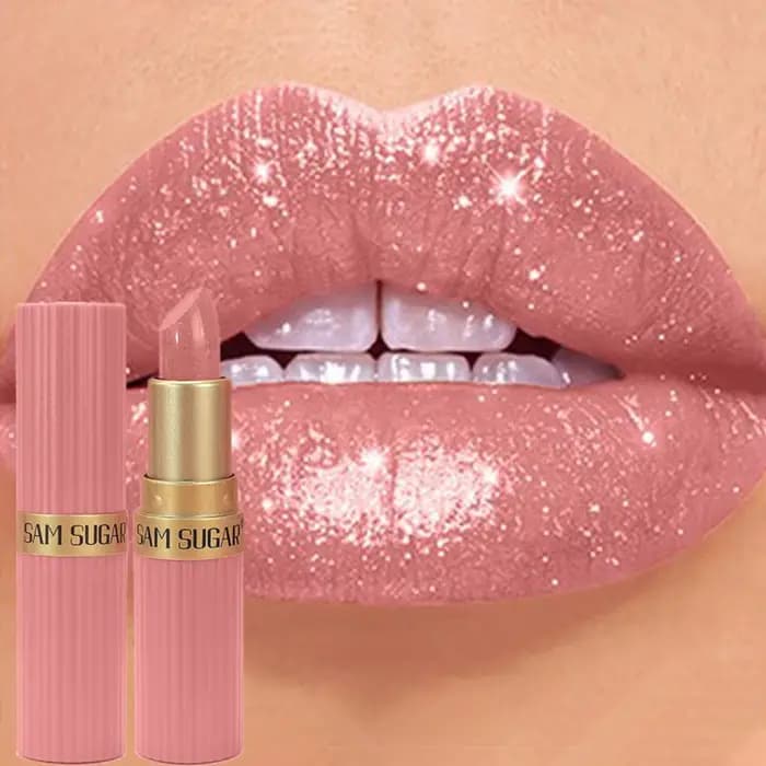 Rouge à lèvres luxueux à paillettes métalliques