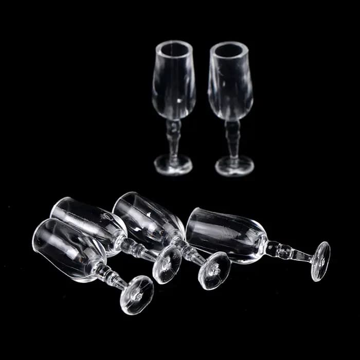 Gobelets pour maison de poupée, verres à vin rouge/jus pour la cuisine, 6 pièces