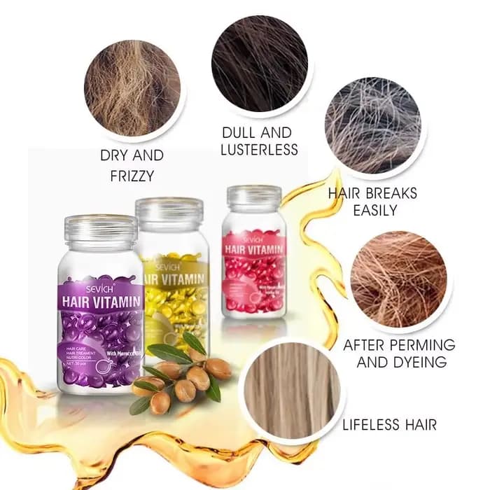 Capsules vitaminées hydratantes pour cheveux, 30 pièces/bouteille, huile nourrissante marocaine, adoucissante et soyeuse, KerBrian Complex