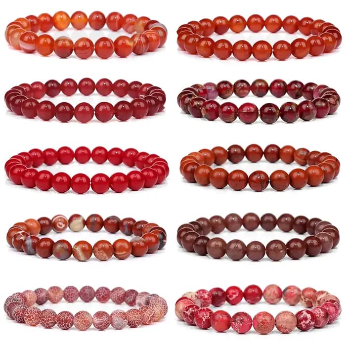 Bracelets en pierre naturelle rouge, perles de 8mm, Agates, Turquois, œil de tigre, Yoga, méditation, bijoux cadeaux pour femmes et hommes
