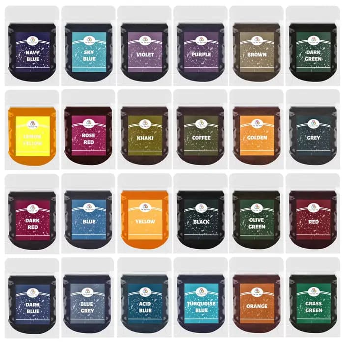 10g 24 Couleurs Teinture Textile Agent de Coloration pour Vêtements Rénovés Coton Lin Jean Toile Pigment Fournitures Artisanales Tie-Dye Maison