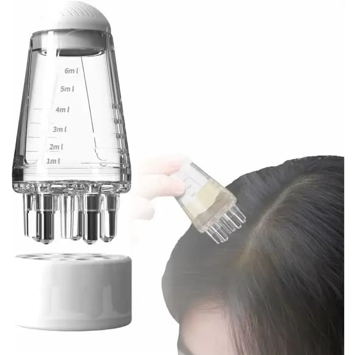 Flacon applicateur d'huile capillaire – Peigne de massage du cuir chevelu pour huiles essentielles et sérums, favorise la croissance des cheveux, outil relaxant pour le soin de la tête, 6 ml