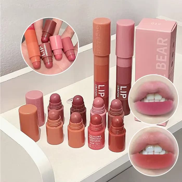 4-en-1 crayon rouge à lèvres mat velours super ours gege de garder le maquillage rose