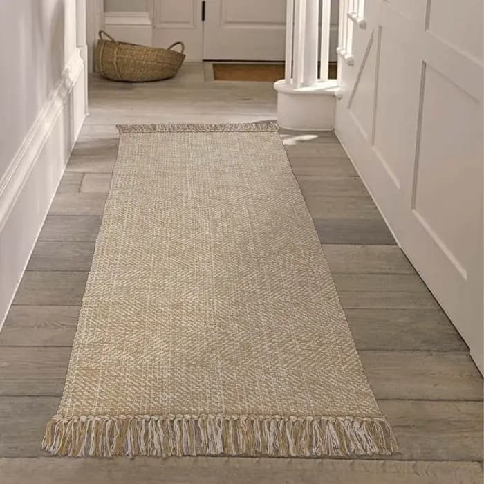 Tapis en coton et lin tissé pour salon, chambre, cuisine, tapis de sol absorbant l'eau, tapis de salle de bain, paillasson