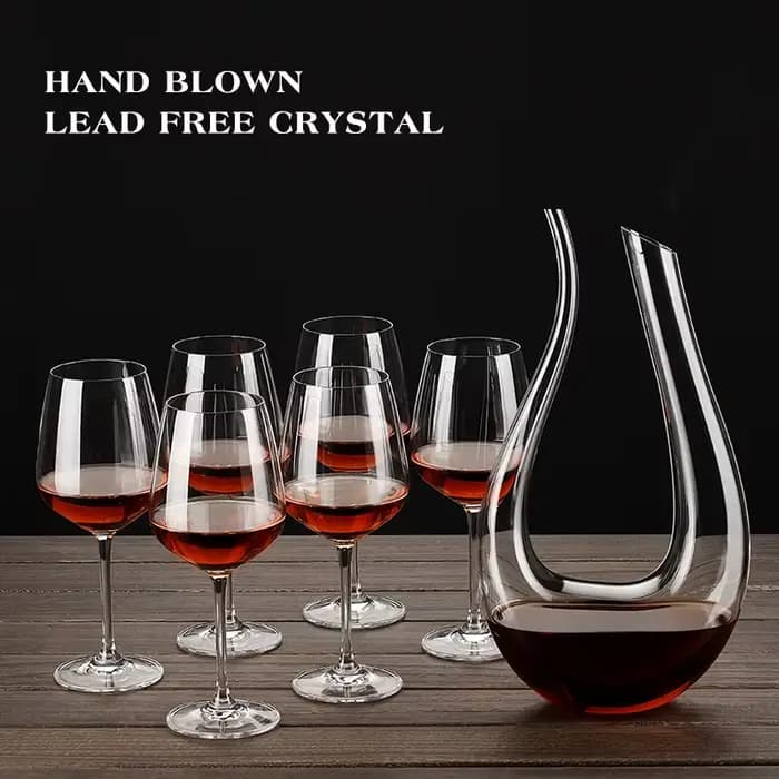 Carafe classique en forme de U en verre, verre de cristal pour Bar à la maison, verre de cristal sans plomb de 1,5 l, carafe pour vin rouge soufflé à la main