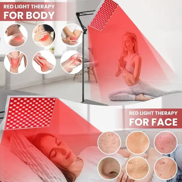 Lampe de luminothérapie rouge pour le visage et le corps 660nm 850nm, thérapie par lumière proche infrarouge, soulagement de la douleur, lampe de luminothérapie rouge pour la maison et le salon