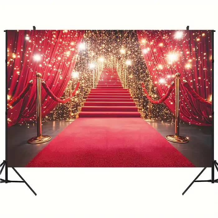1 arrière-plan de photographie élégant sur tapis rouge et étapes - parfait pour les types de mariage, de fête et de studio à domicile
