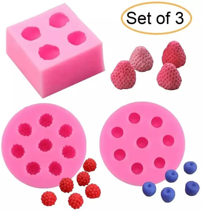 Moule à bougie 3D en silicone Mini Harvey, baie de framboise, segment érine plus riche, fruits har ant, bougie de Regina, moules de fonte d'avertissement de mûrier