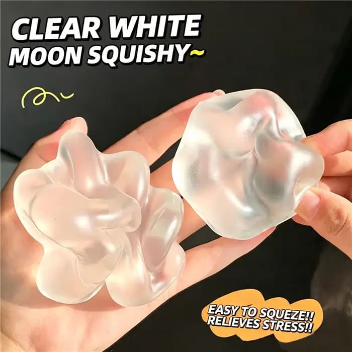 Jouet anti-stress souple et malléable en forme de lune blanche transparente, rempli de vaseline, sans rebond, pour soulager l'anxiété, se détendre, cadeau de loisirs