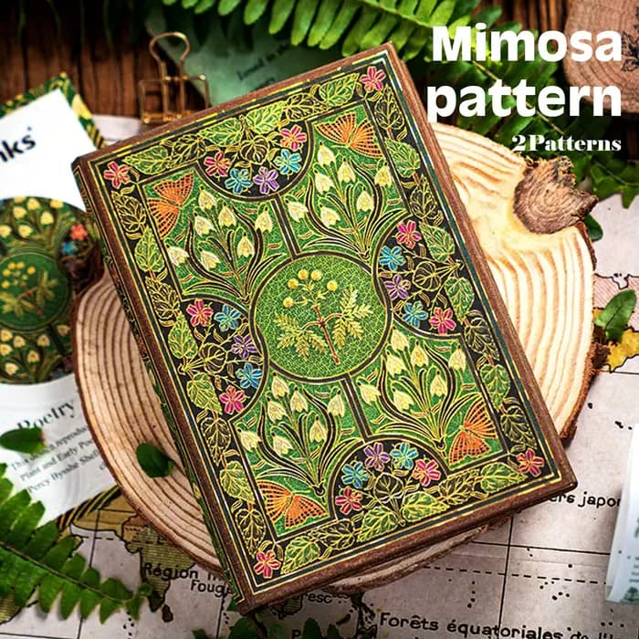 Journal floral vintage de 256 pages - Journal à couverture rigide en feuille d'or avec signet, pages colorées papillon, carnet de voyage de luxe et cadeau