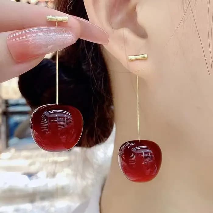 Y2K-Boucles d'Oreilles Mignonnes, Petites, Fraîches, Douces, Belles, Cerises, Pendentif Fruit, Rouge, Aucune, Breloque, Bijoux, Cadeaux, ix