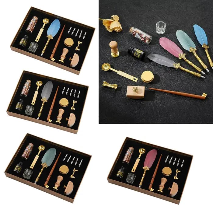 Ensemble de stylos à plumes, stylo à plume de paon, stylo à plume à tremper manuel